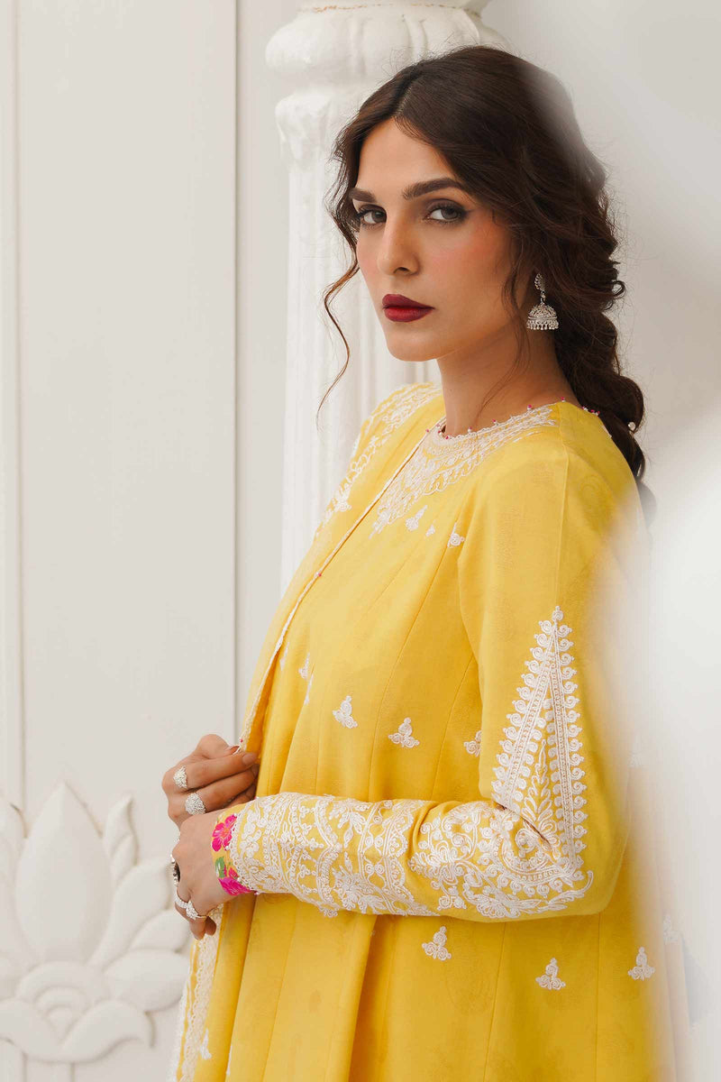 Traditional Pakistani clothes in Canada, embroidered self jacquard suit by Brand Zara Shahjahan