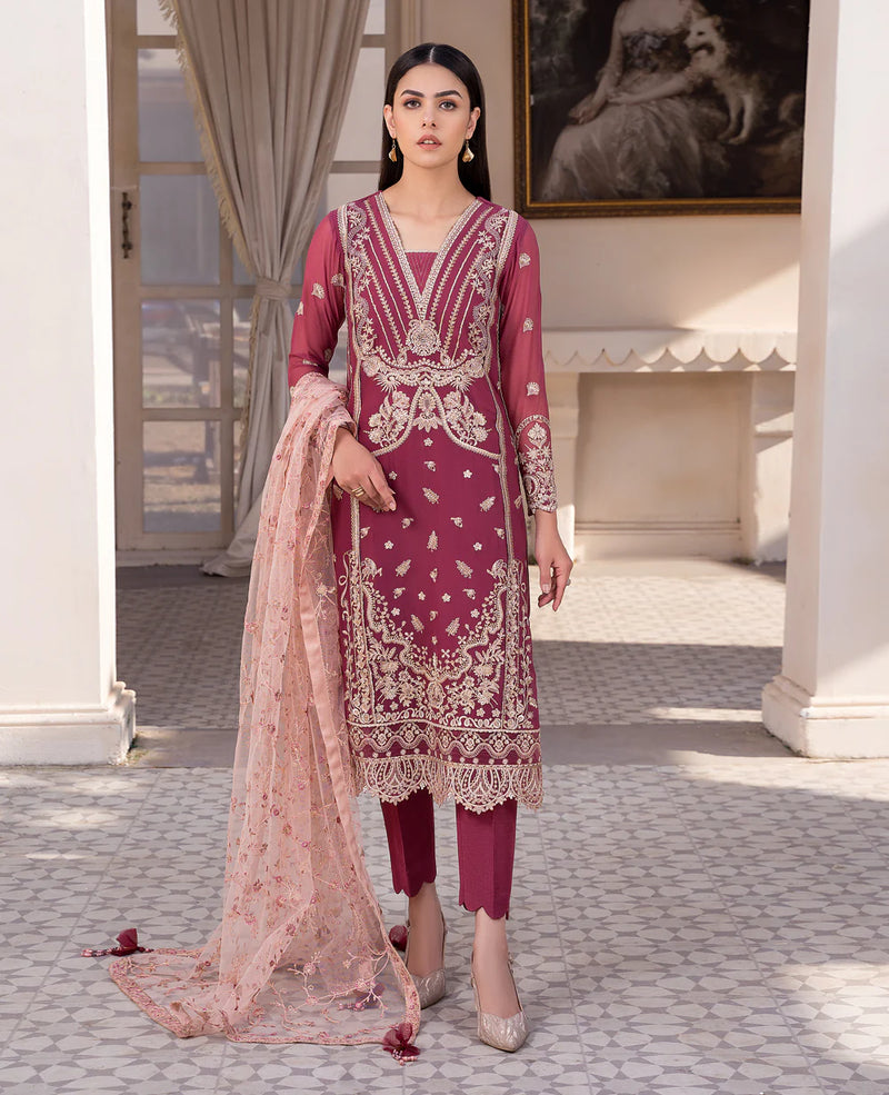 Shop Punjabi suits in Canada with this Xenia embroidered chiffon outfit, ideal for festive occasions and formal gatherings.