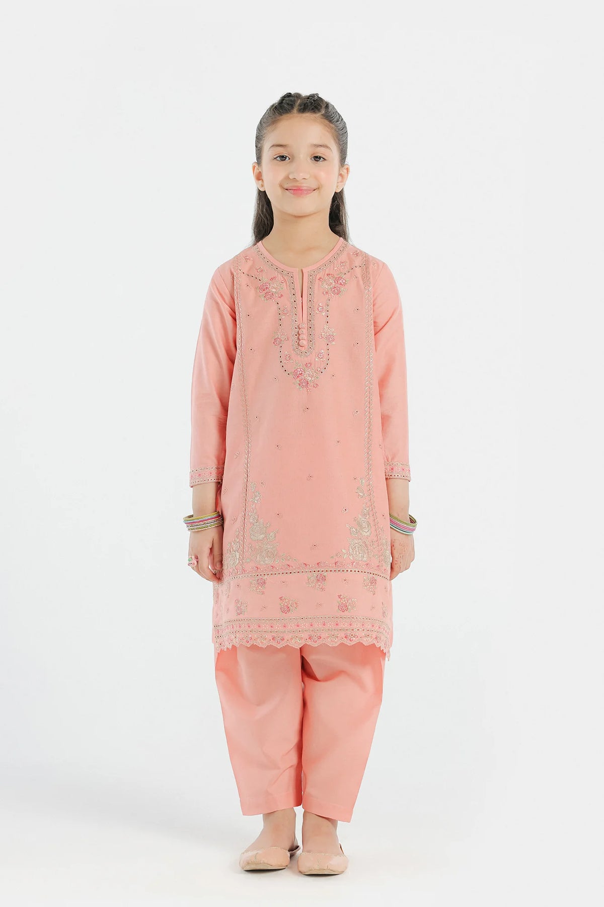 Ethnic - Elegant Embroidered 2 PC Lawn Tea Pink Suit - ETH-307