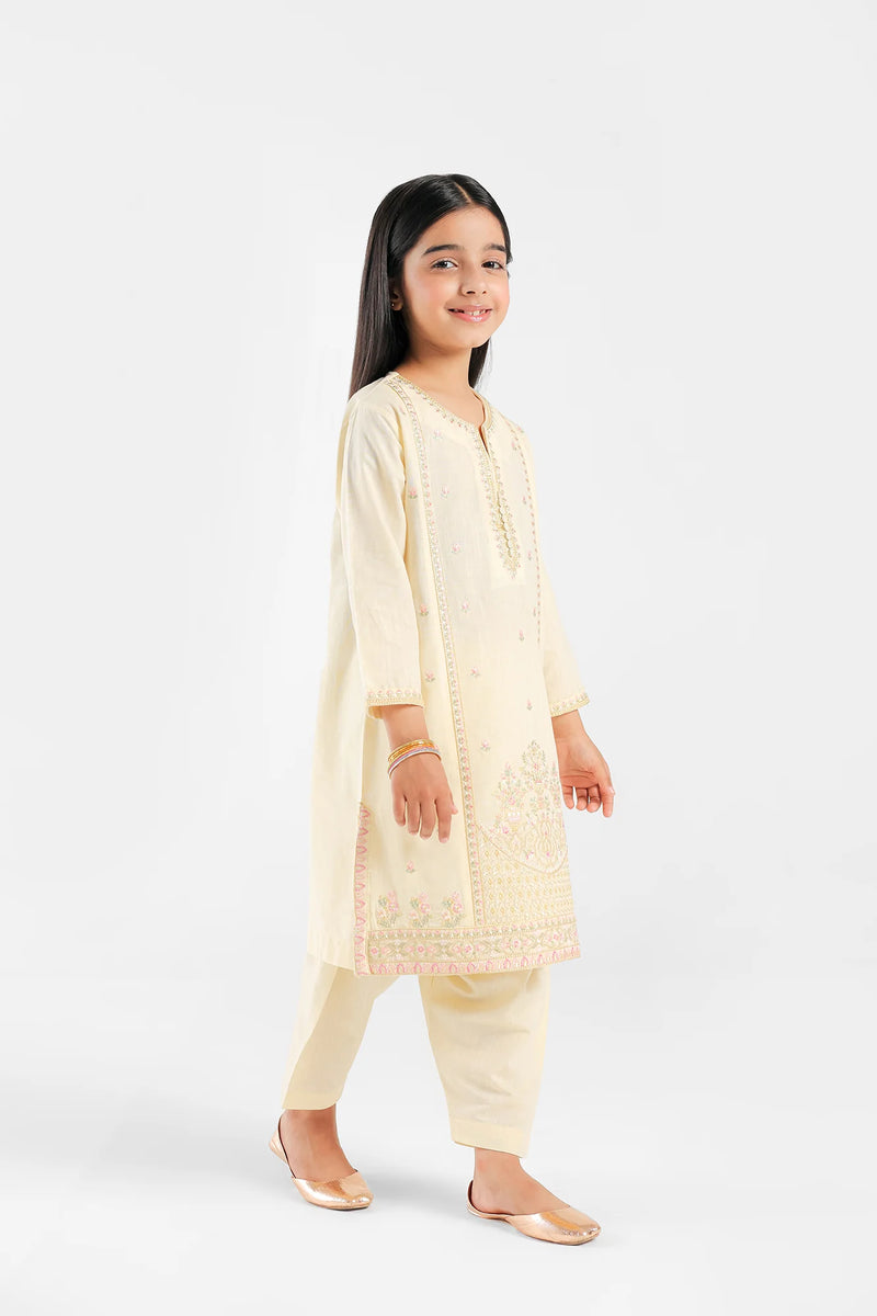 Shop Pakistani suits in Canada with this pale yellow embroidered outfit by Ethnic, crafted with soft rot yarn-dyed fabric for comfort.