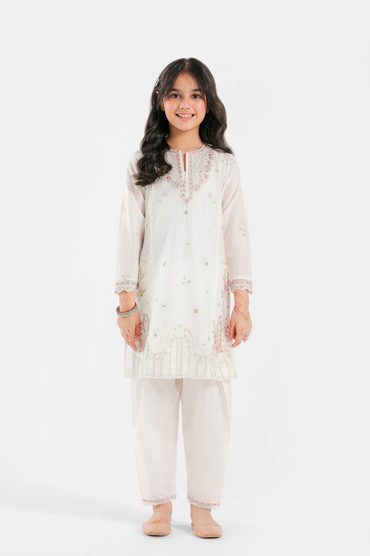 Ethnic white embroidered 2-piece suit – a refined choice for Pakistani suits online in Canada, crafted in premium lawn fabric.