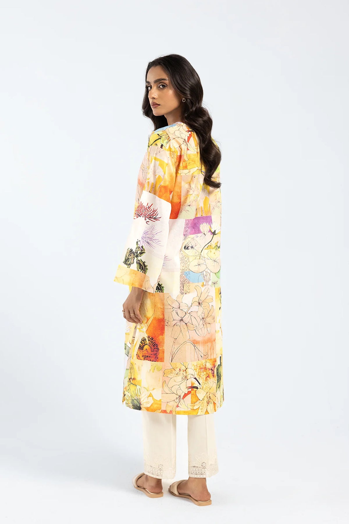 Back view of Ethnic’s premium printed cotton shirt, a staple for those seeking quality Pakistani suits.