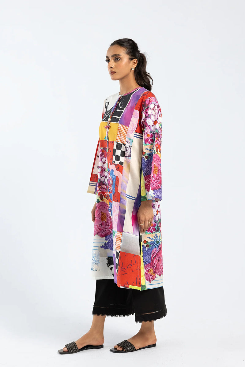  Ethnic's poppy red cotton shirt showcases a modern fit – perfect for those seeking Pakistani suits for women in Canada.
