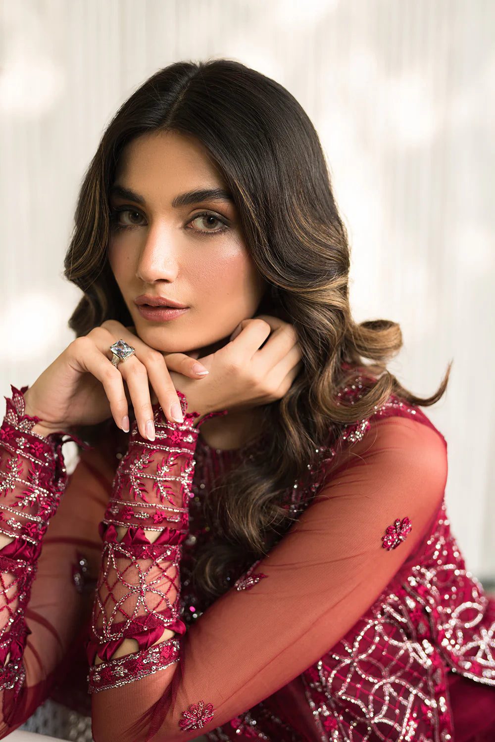 Brand Saira Rizwan - REMY Red Formal Suit - SAR-163 - Tarz-e-Mashriq