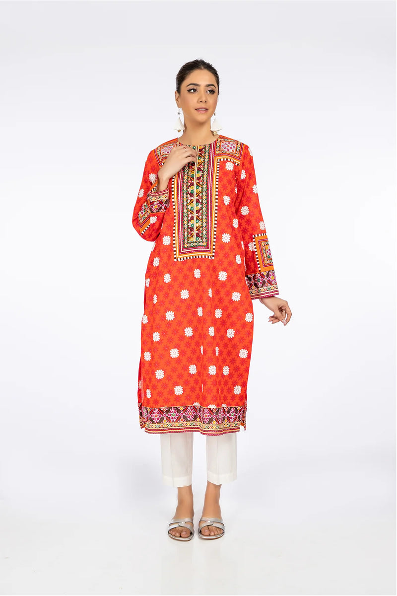 in different angle women wearig Pakistani suits in Canada with this elegant Kayseria printed cotton lawn shirt, perfect for casual wear.