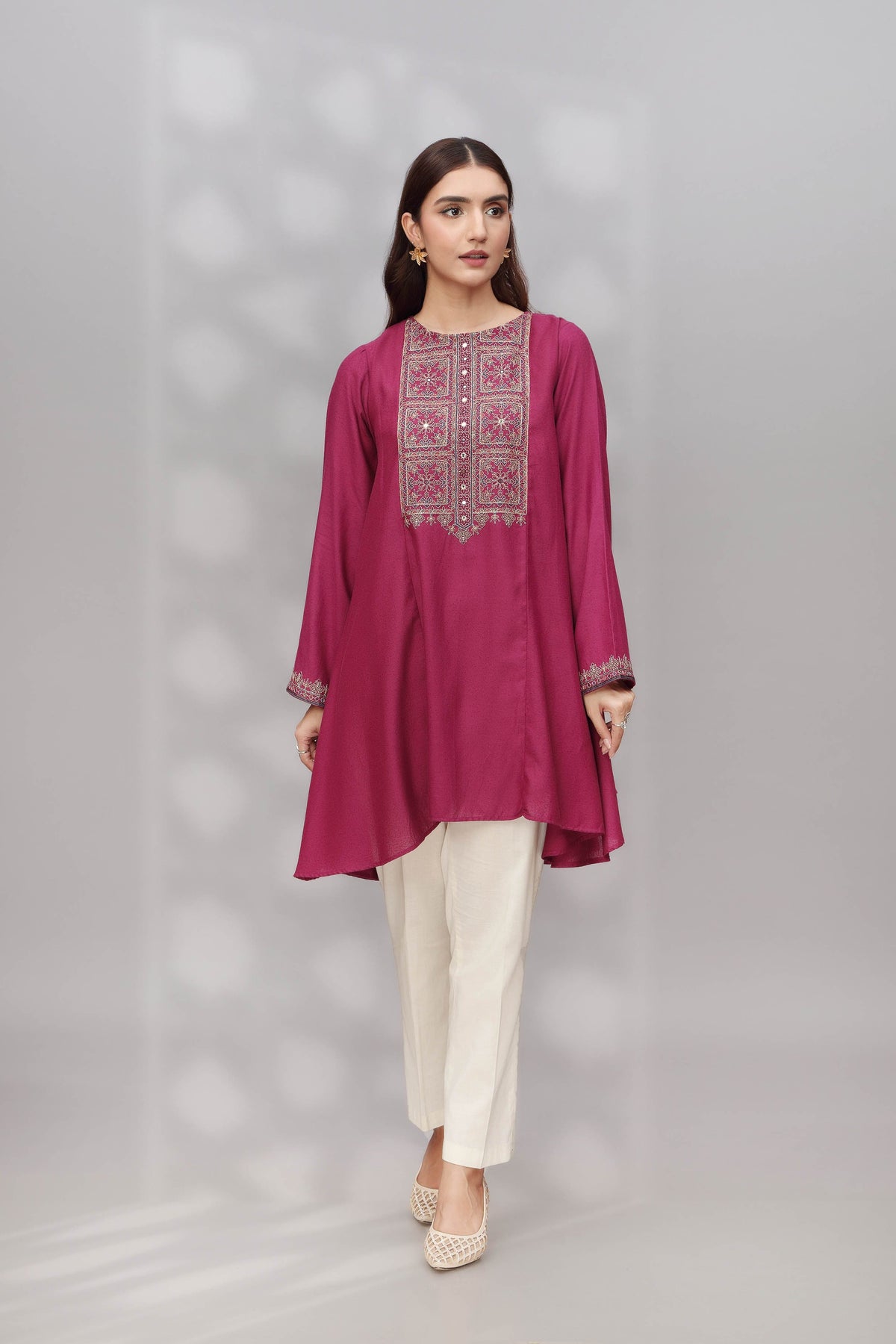 Chinyere Amaranth Purple lawn karandi shirt – a perfect choice for Pakistani suits online in Canada, designed for casual wear.