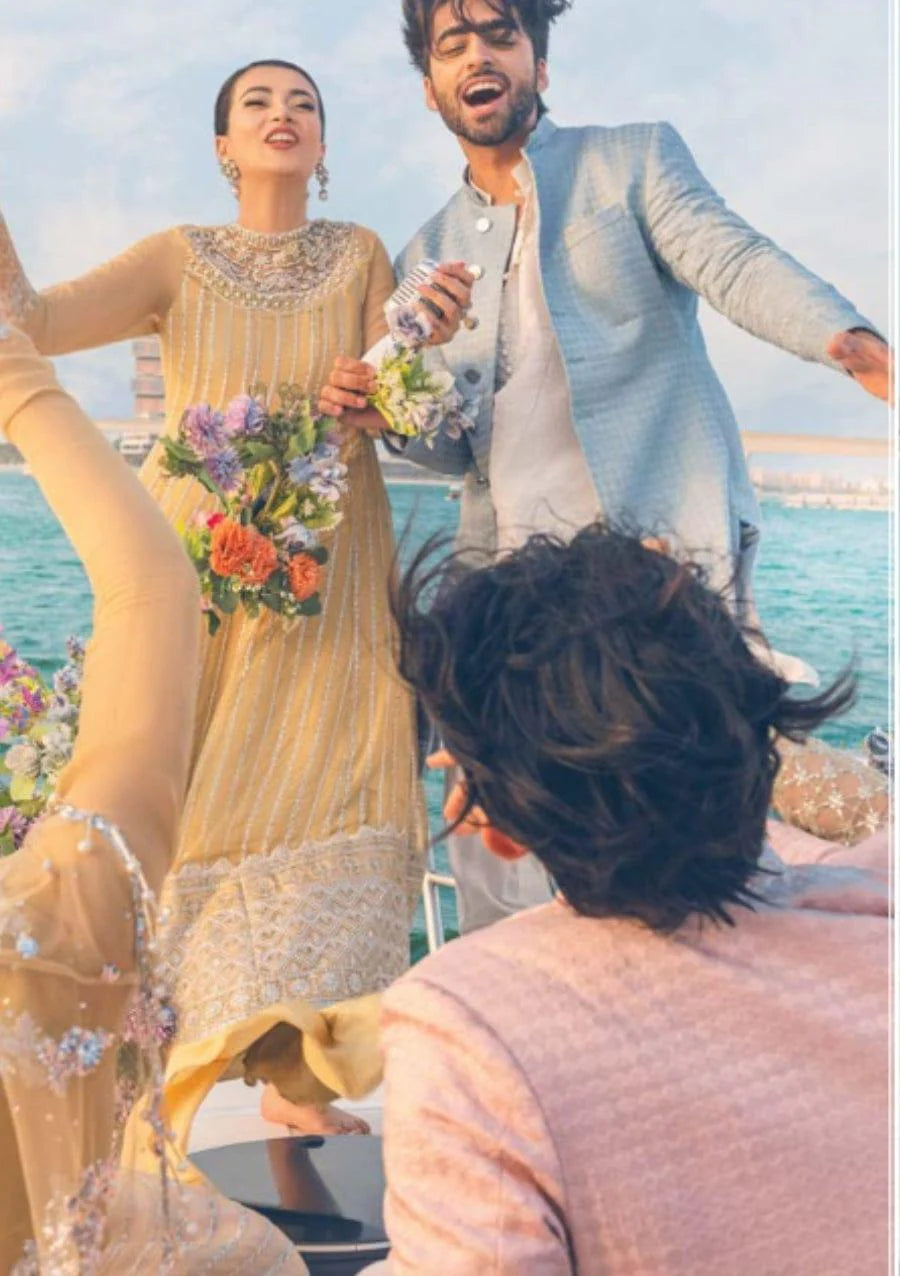 Brand Mushq-  Monsoon Wedding - Chiffon 3 Pcs Suit Fawn - MSQ-270