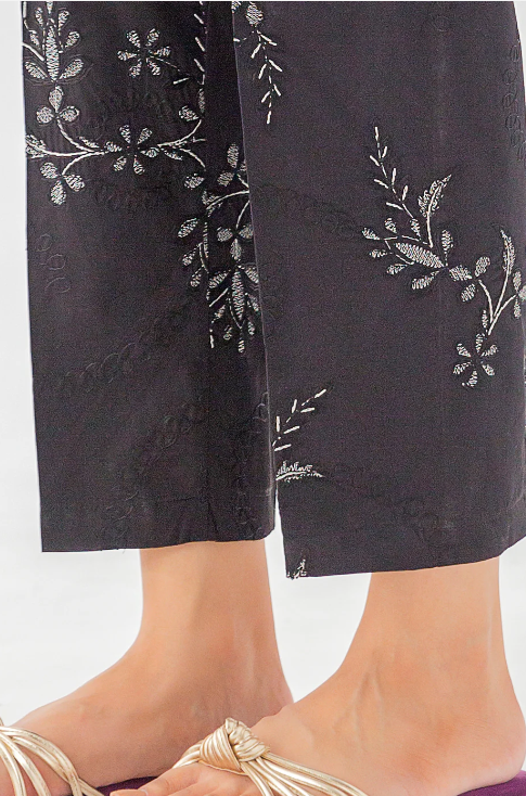 Elegant greige embroidered tapered pants by Beechtree – premium comfort and style in Pakistani suits for women