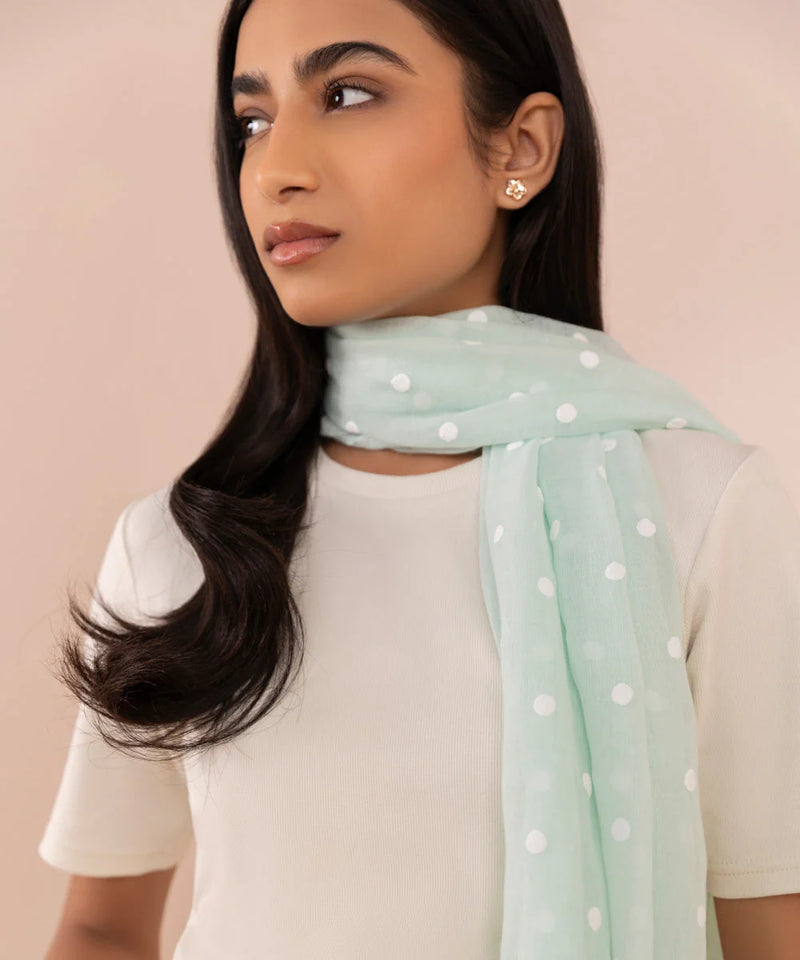 Brand Sapphire - Light Green Printed Scarf  - SAP-132 - Tarz-e-Mashriq