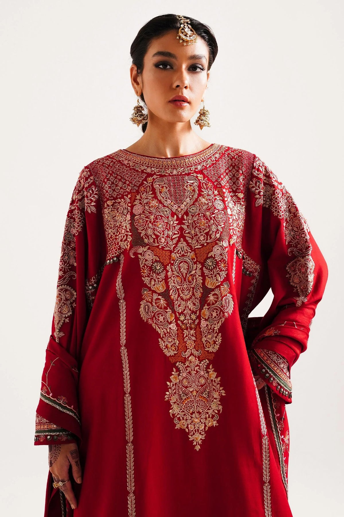 Brand Zara Shahjahan - Embroidered Linen Shirt, Trouser, and Shawl - ZSH-225 - Tarz-e-Mashriq