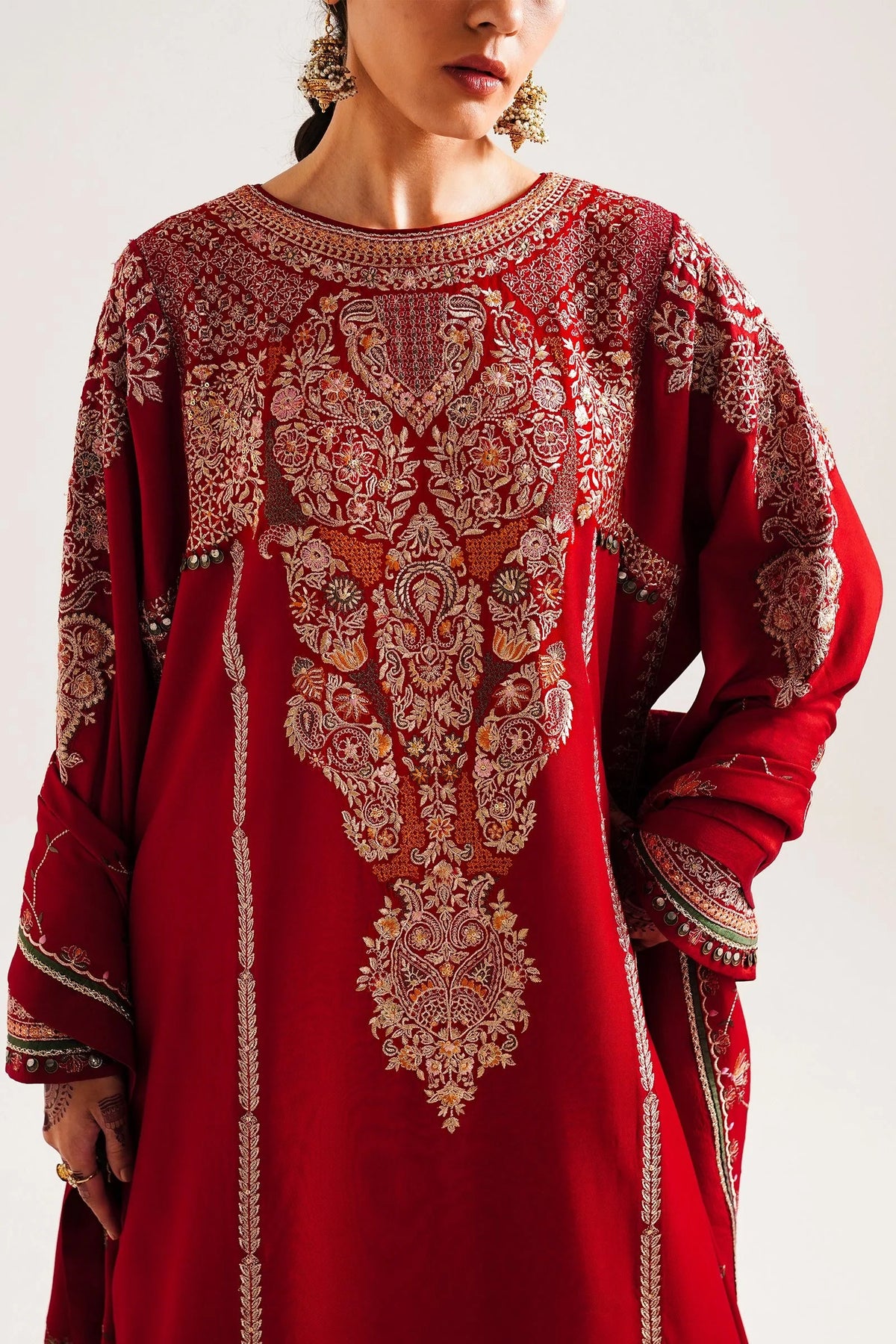 Brand Zara Shahjahan - Embroidered Linen Shirt, Trouser, and Shawl - ZSH-225 - Tarz-e-Mashriq