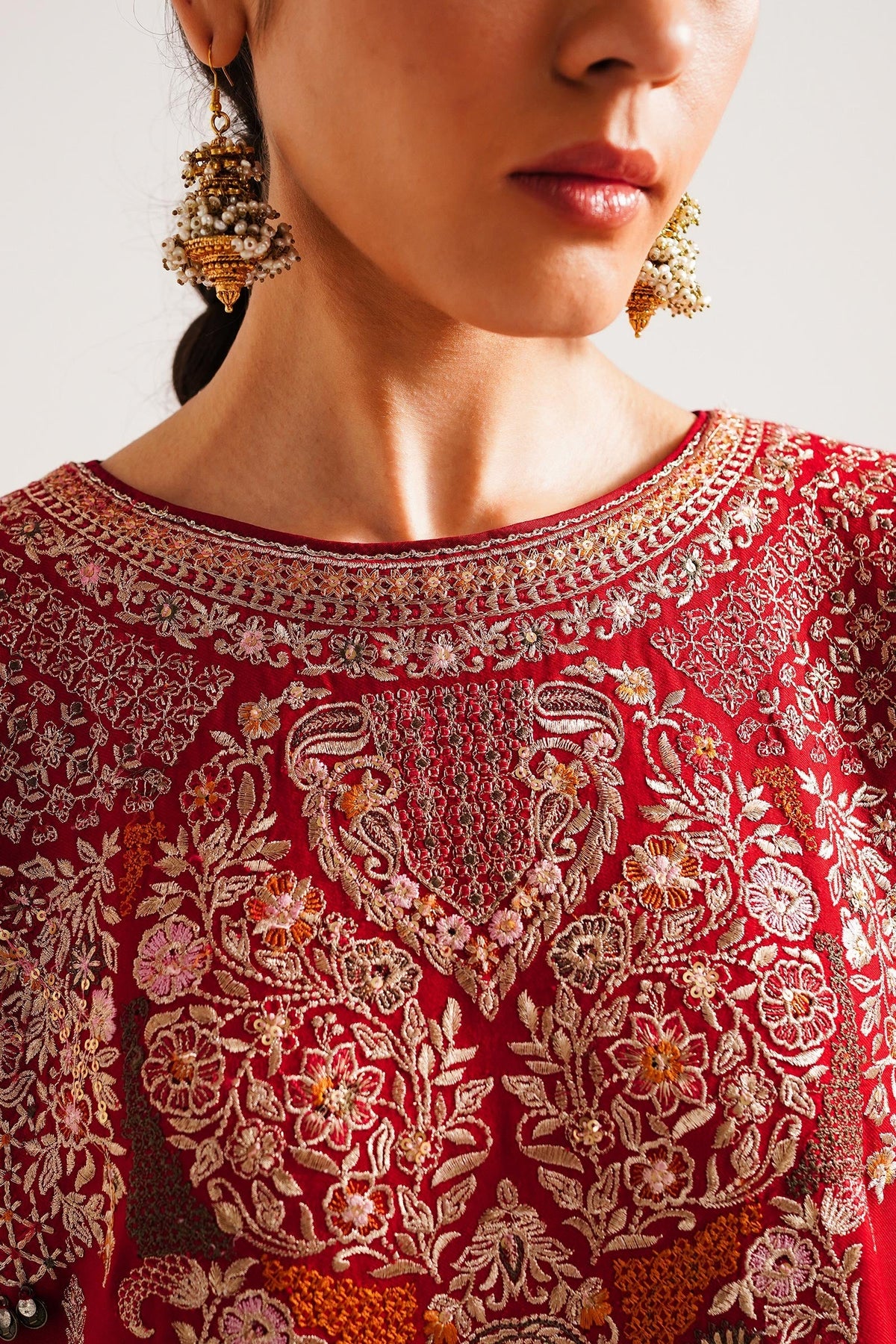 Brand Zara Shahjahan - Embroidered Linen Shirt, Trouser, and Shawl - ZSH-225 - Tarz-e-Mashriq