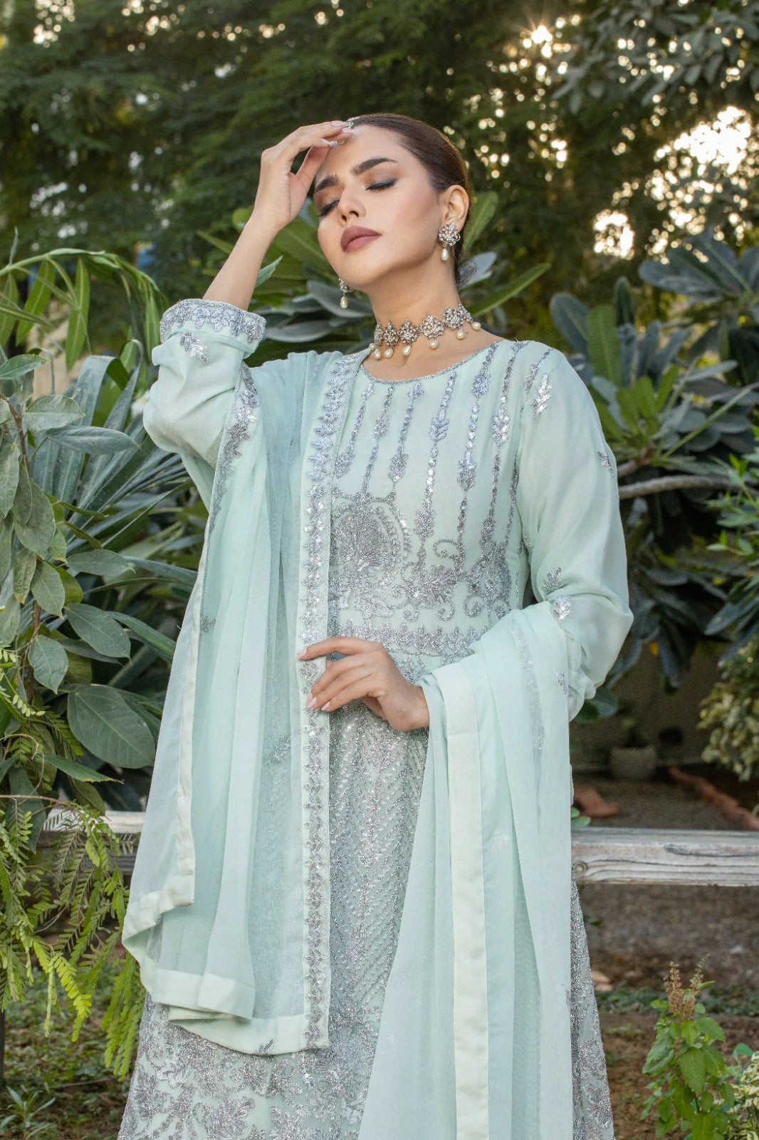 Sheep - Polina Embroidered Maxi with Pants and Dupatta - SHP-363