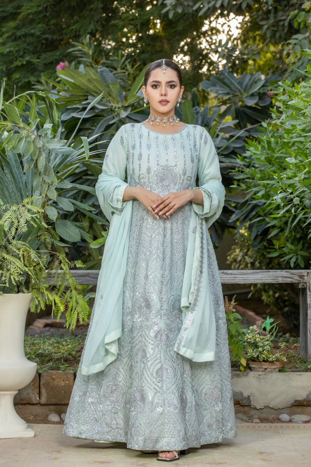 Sheep - Polina Embroidered Maxi with Pants and Dupatta - SHP-363