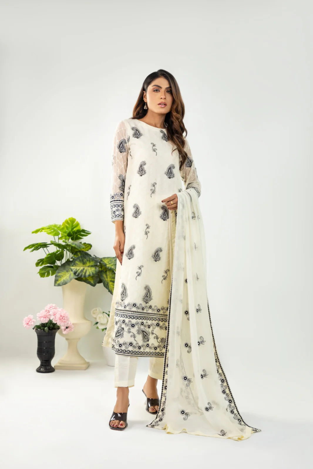 SHEEP - Megrez Embroidered Shirt with Pants & Dupatta 3-Piece Stitched - SHP-356
