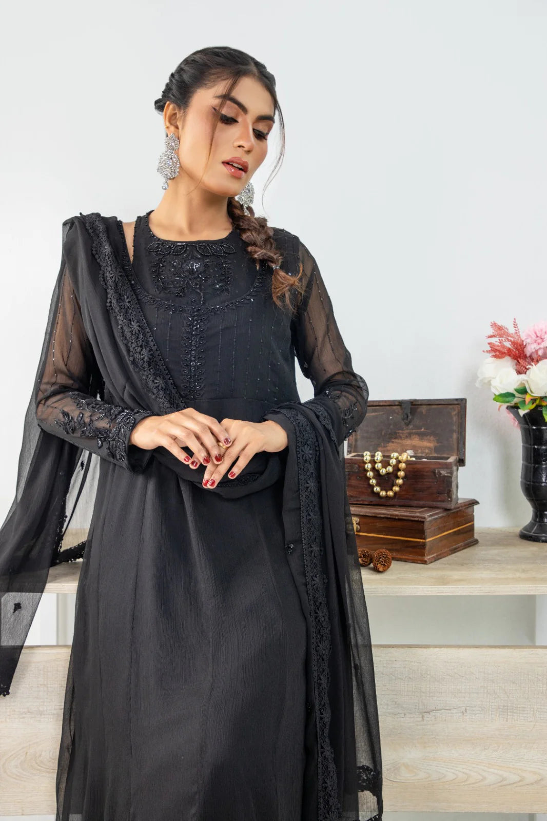SHEEP - Hand Embellished Anarkali Shirt, Pants, and Dupatta - SHP-360