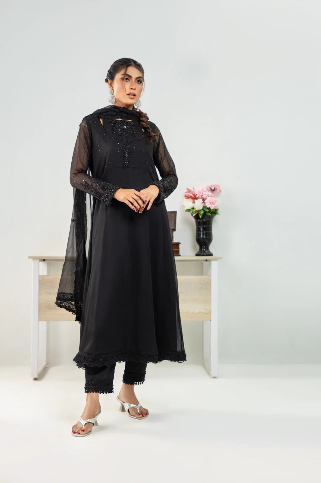SHEEP - Hand Embellished Anarkali Shirt, Pants, and Dupatta - SHP-360