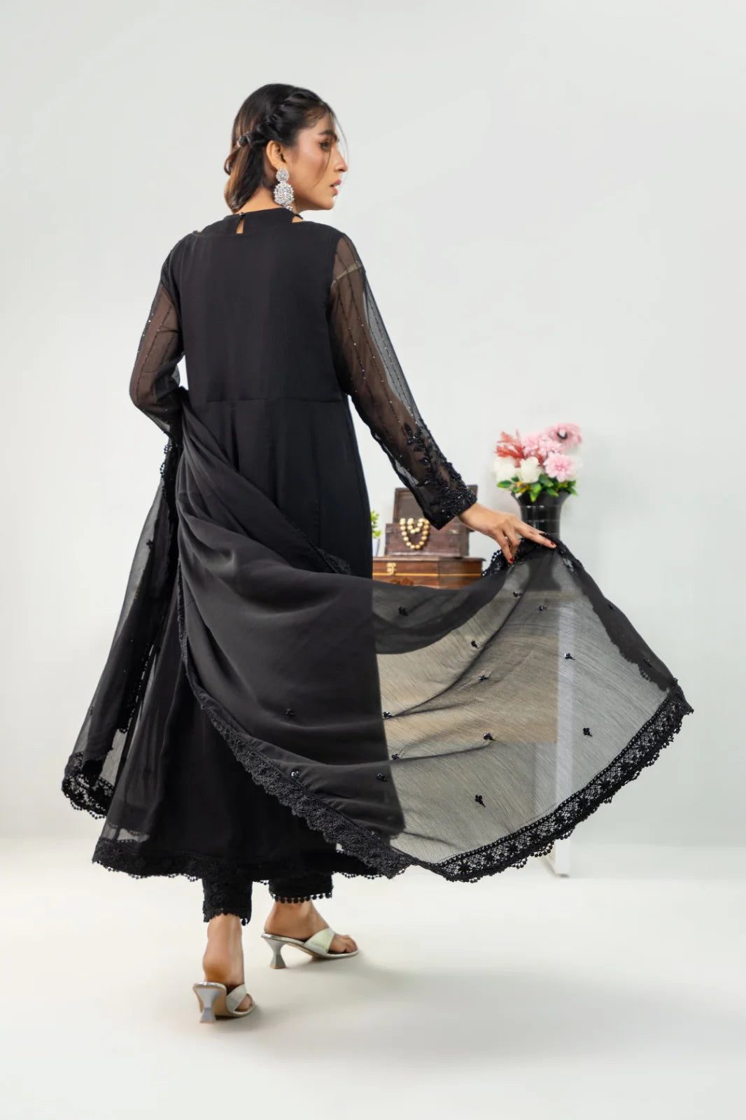 SHEEP - Hand Embellished Anarkali Shirt, Pants, and Dupatta - SHP-360