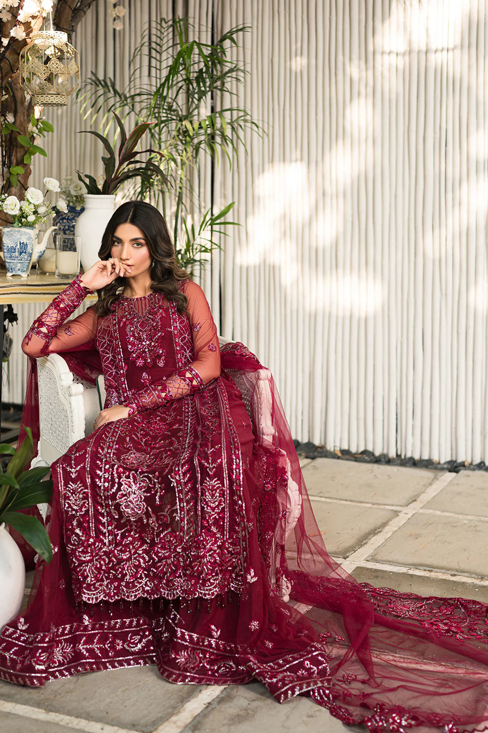Brand Saira Rizwan - REMY Red Formal Suit - SAR-163 - Tarz-e-Mashriq