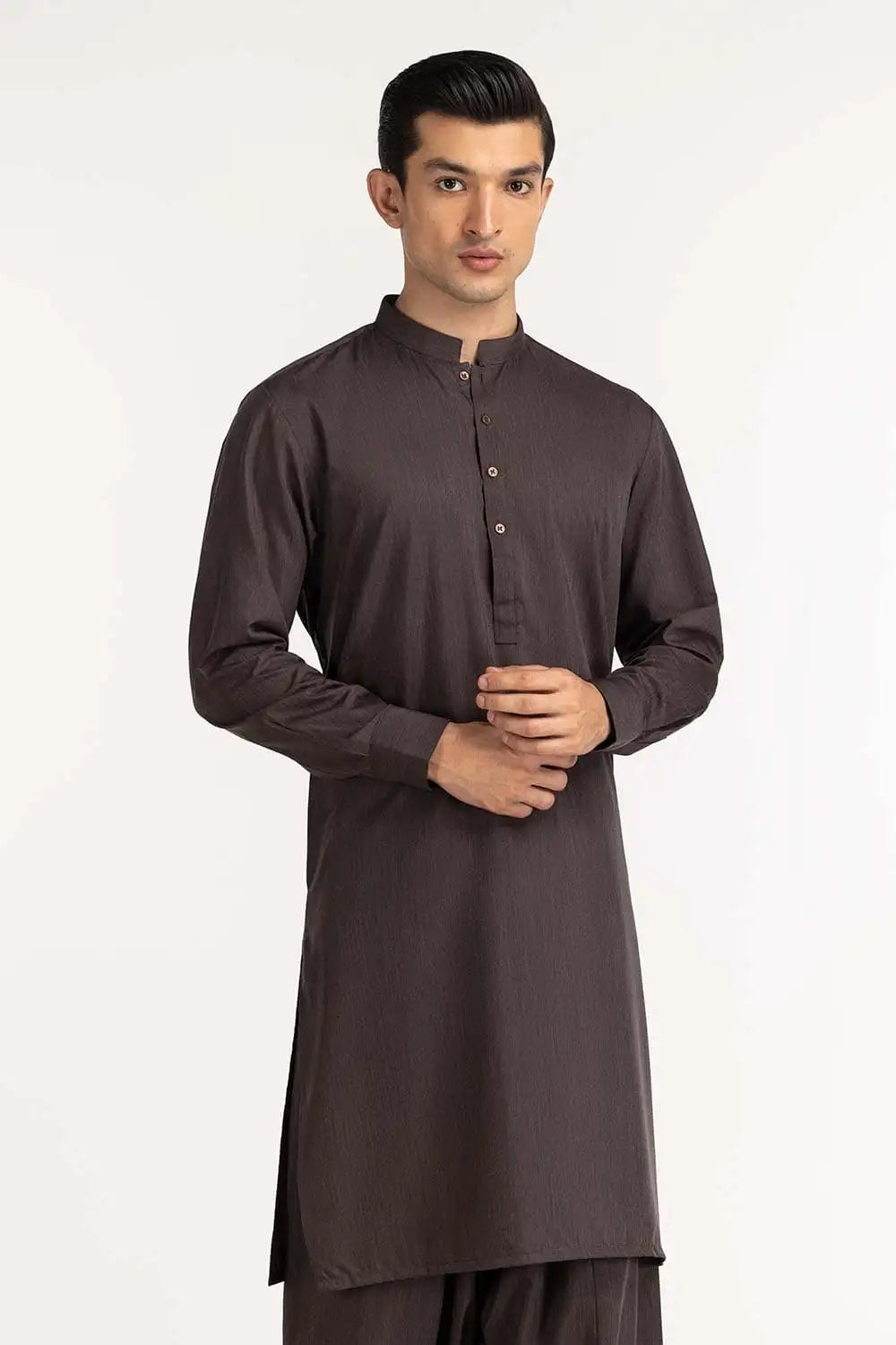 GulAhmed brown blended suit – a refined choice for Pakistani suits online in Canada, tailored for formal wear.