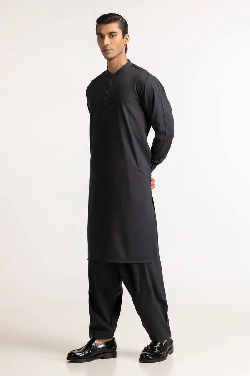 Shop Pakistani suits in Canada with this charcoal blended suit from GulAhmed, a perfect pick for semi-formal occasions.