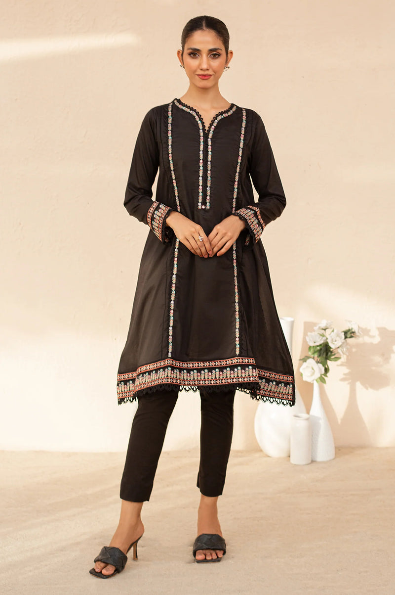 Brand Diners coffee black embroidered lawn suit - close-up of premium embroidery and fabric texture details