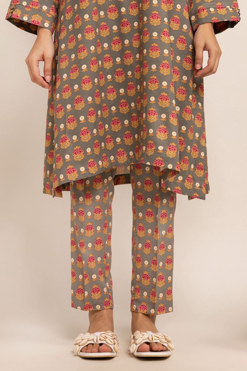 Khaadi multi-color printed viscose pants – a stylish choice for traditional Pakistani clothes in Canada, perfect for casual wear.
