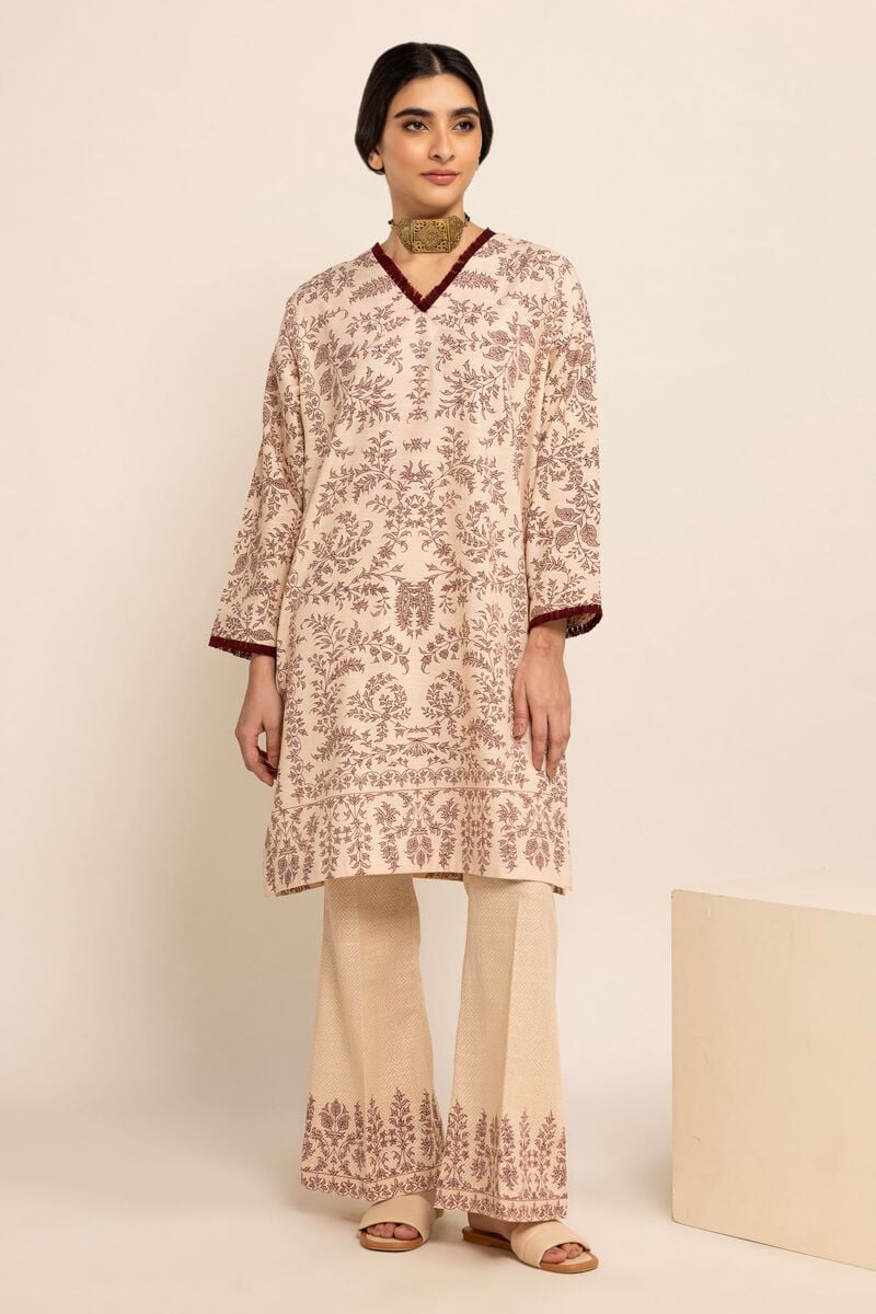 Slightly Different front Angle of  Pakistani suits in Canada with this Khaadi cotton kurta, perfect for casual wear.