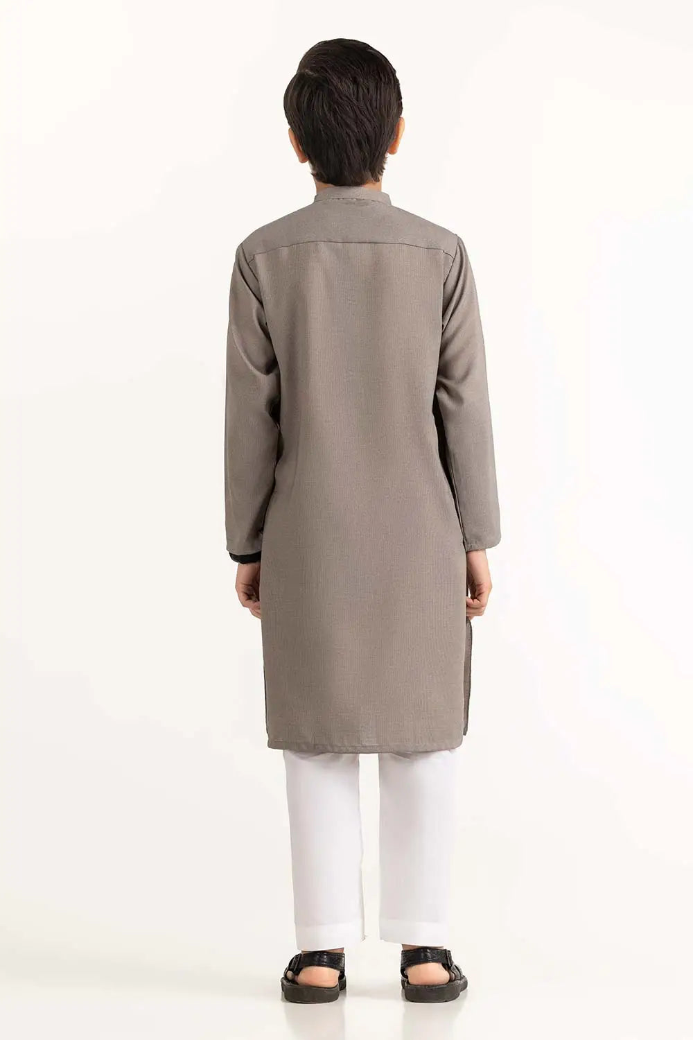Rear view of the Silver Chalice kids' kurta by GulAhmed, a stylish addition to Pakistani suits in Canada for traditional fashion.