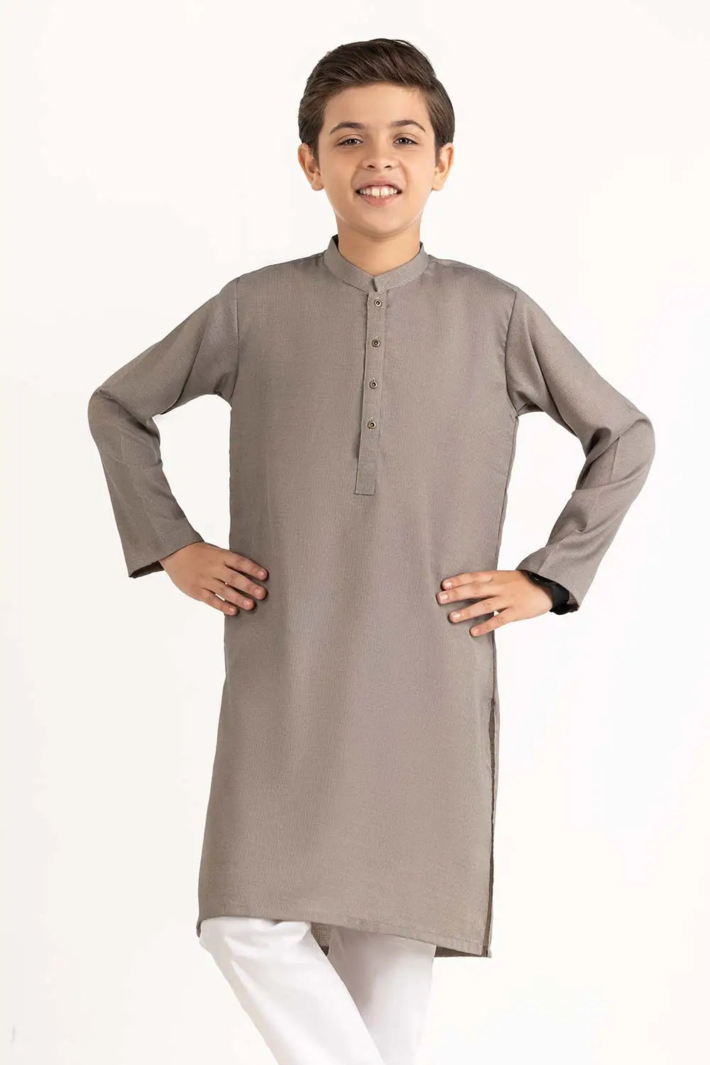 GulAhmed Silver Chalice kurta for kids – a stylish choice for Pakistani suits online in Canada, crafted with premium blended fabric.
