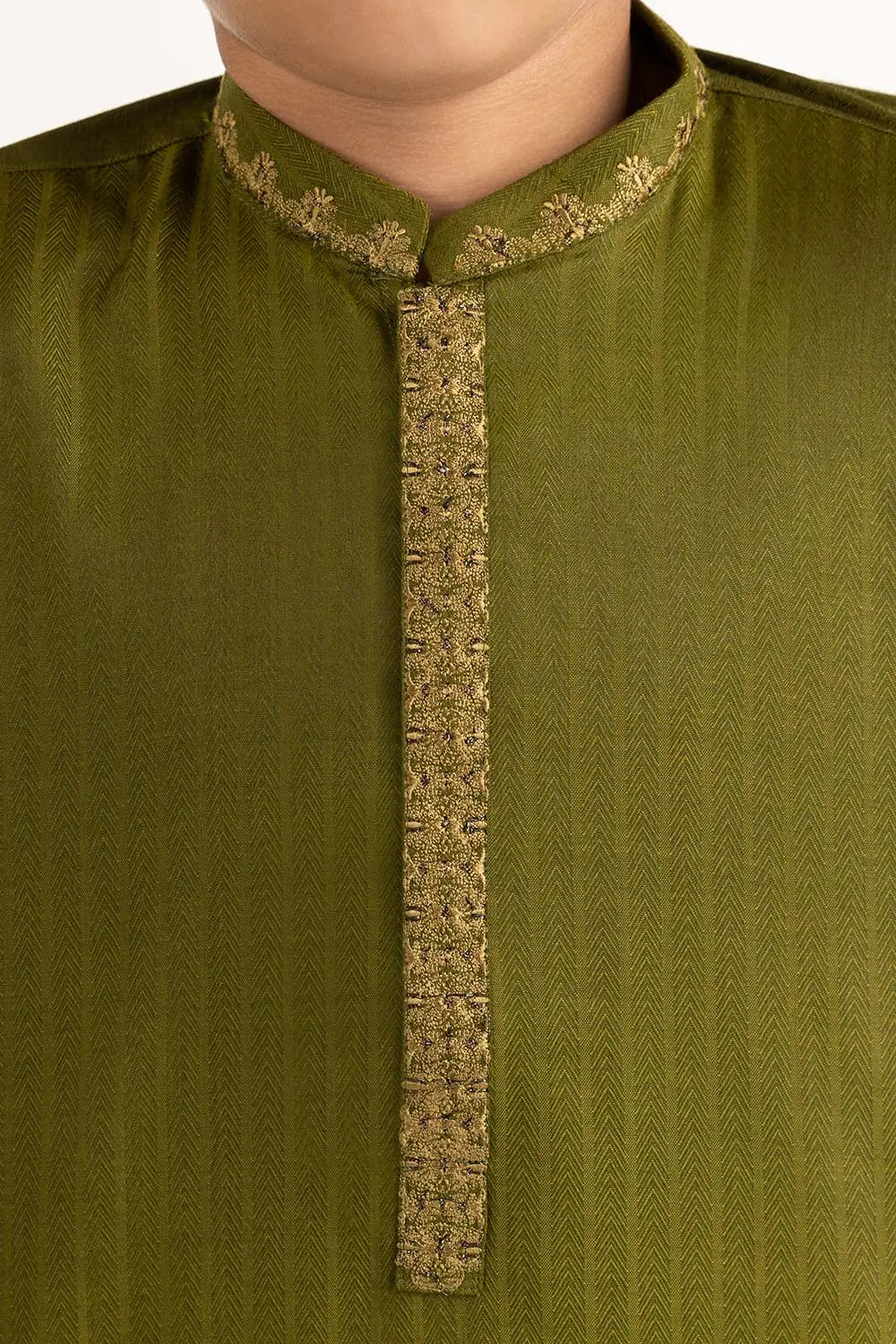 Brand Gulahmed - Hunter Green Embroidered Kurta - GUL-283
