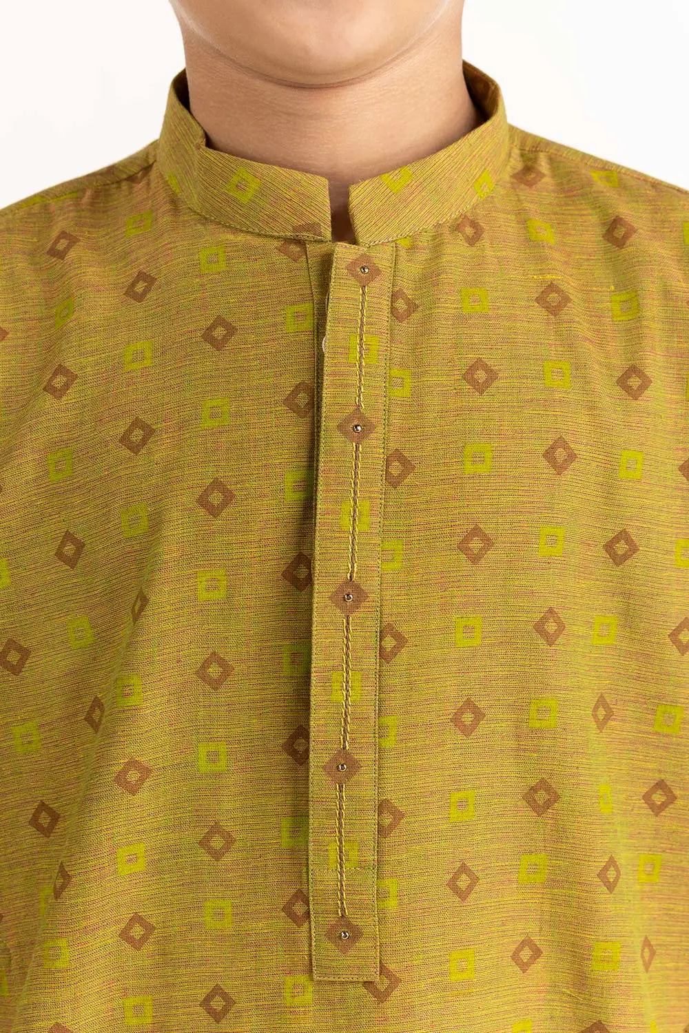 Gulahmed Aztec Gold embroidered kurta for kids – a premium choice for traditional Pakistani clothes for kids in Canada.