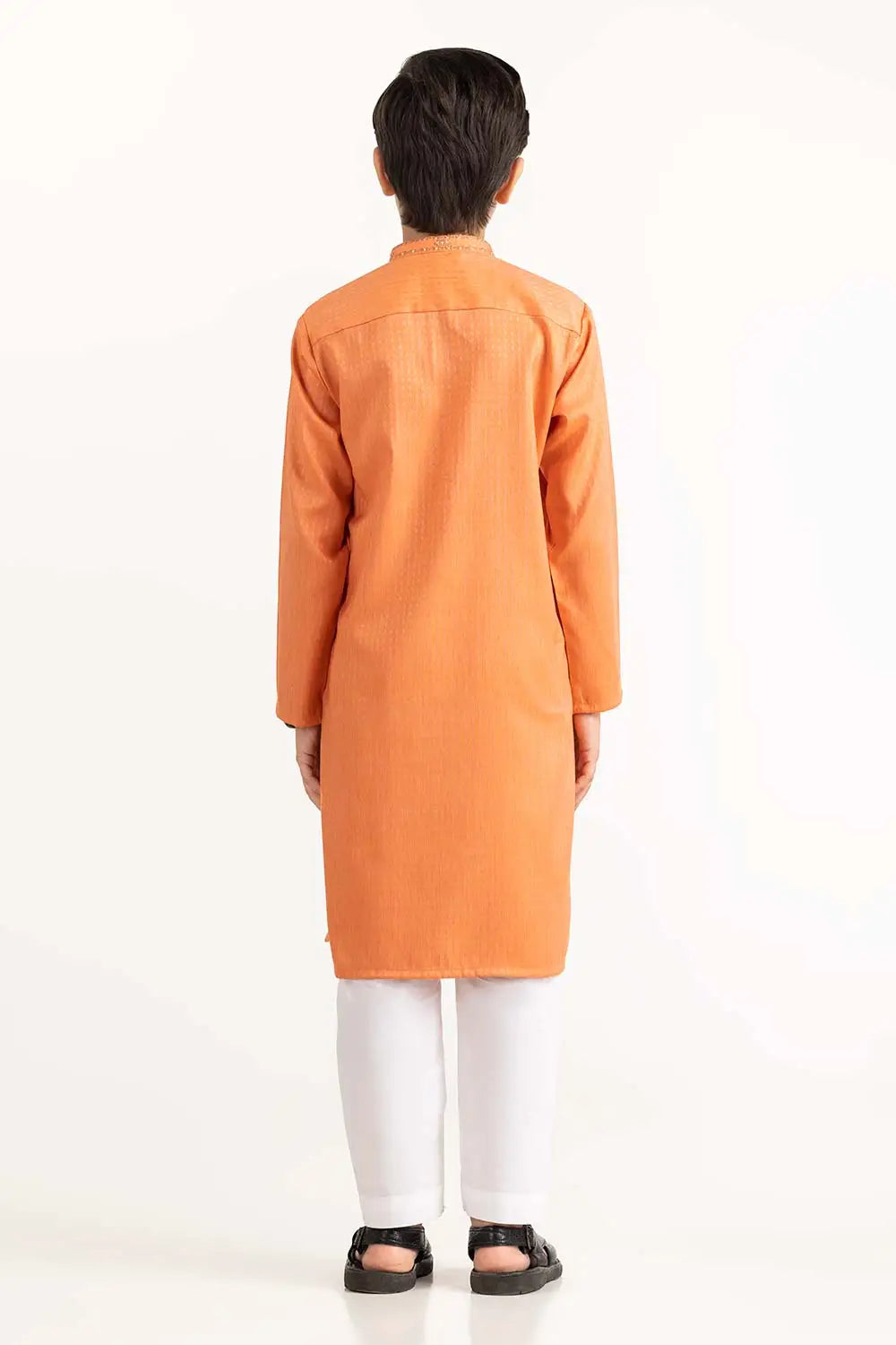 Brand Gulahmed - Orange Embroidered Kurta for Boys - GUL-42 - Tarz-e-Mashriq