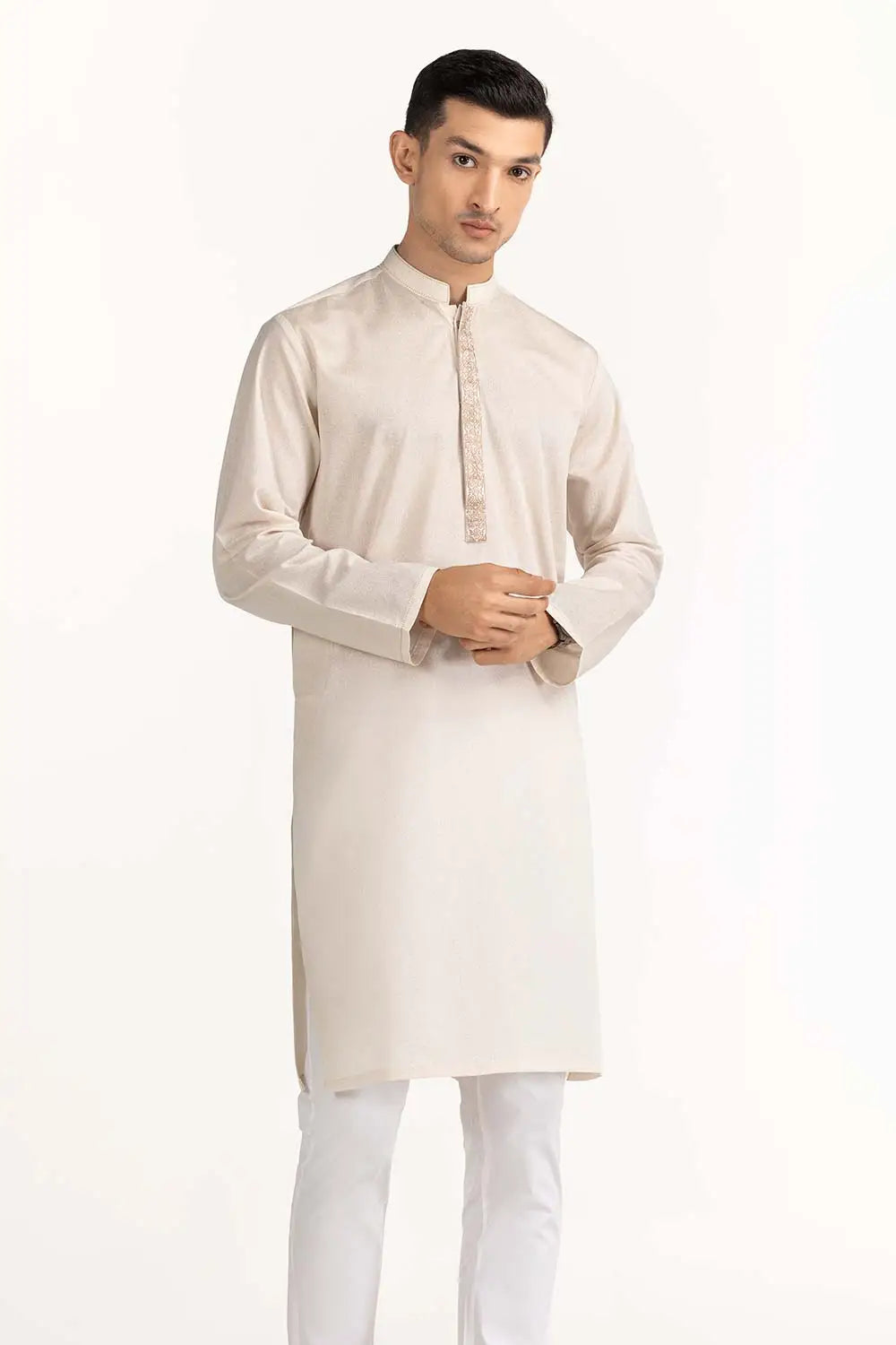Shop Pakistani suits in Canada with this pastel peach kurta by GulAhmed, crafted in breathable cotton for everyday elegance.