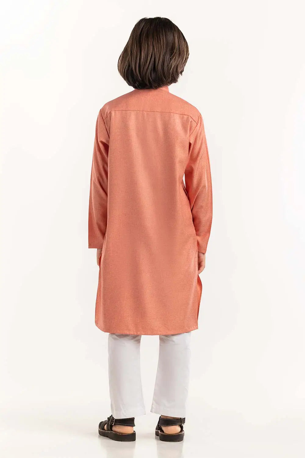 Gulahmed peach kurta – back view of this stylish kids' outfit, part of the Pakistani suits collection in Canada