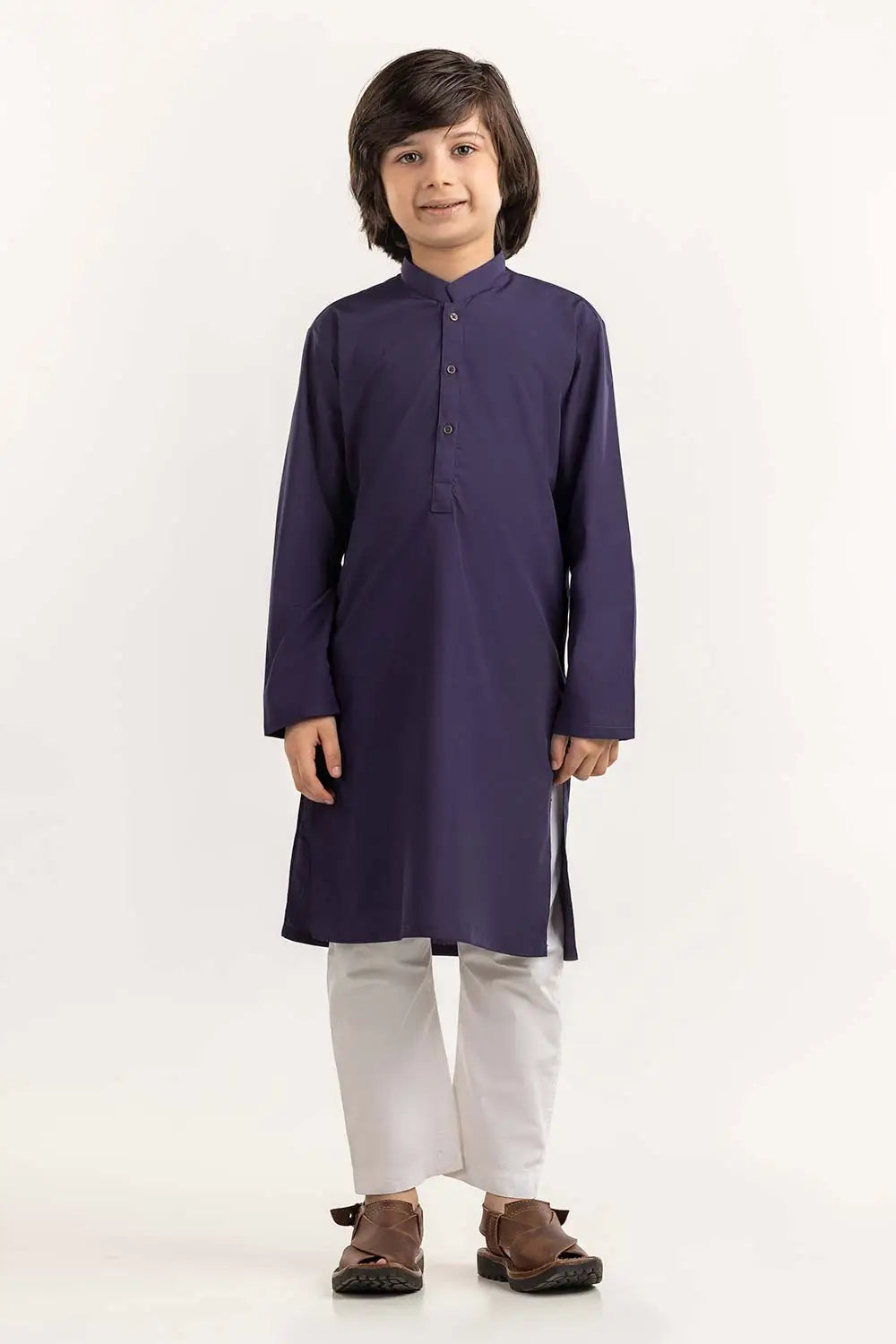 kid wearing a Dark purple GulAhmed kids’ kurta – a stylish choice for Pakistani suits online in Canada, crafted from premium cotton-polyester.