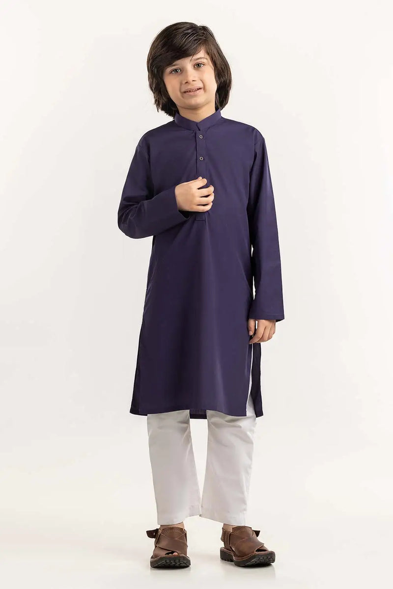 Buy this elegant dark purple GulAhmed kurta, perfect for Punjabi suits for kids in Canada, made from a soft cotton-polyester blend.
