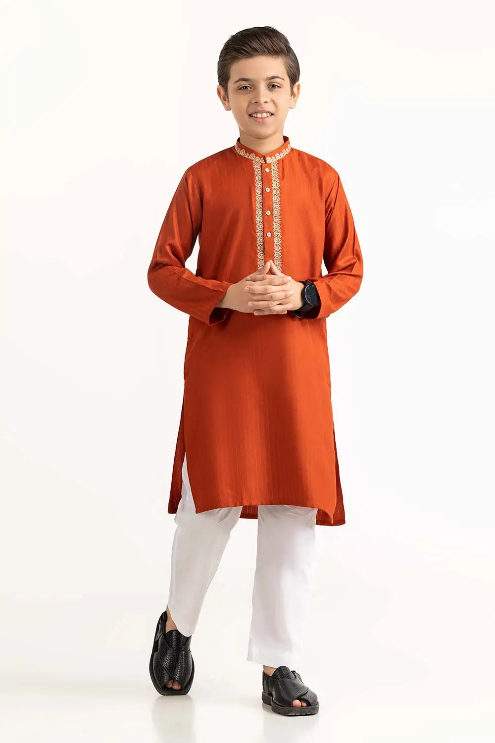 GulAhmed - Rust Embroidered Kurta- GUL-41 - Tarz-e-Mashriq