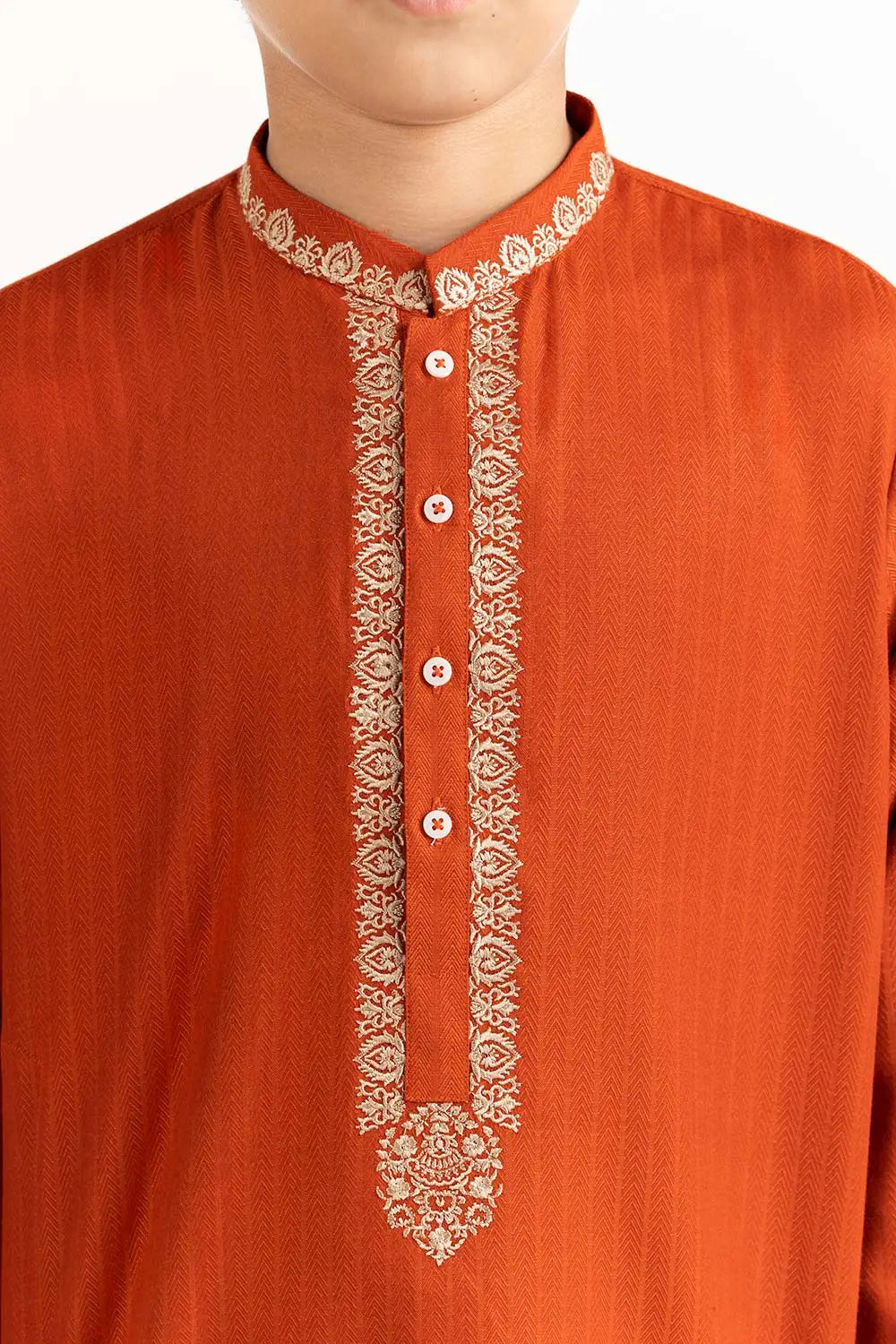 GulAhmed - Rust Embroidered Kurta- GUL-41 - Tarz-e-Mashriq