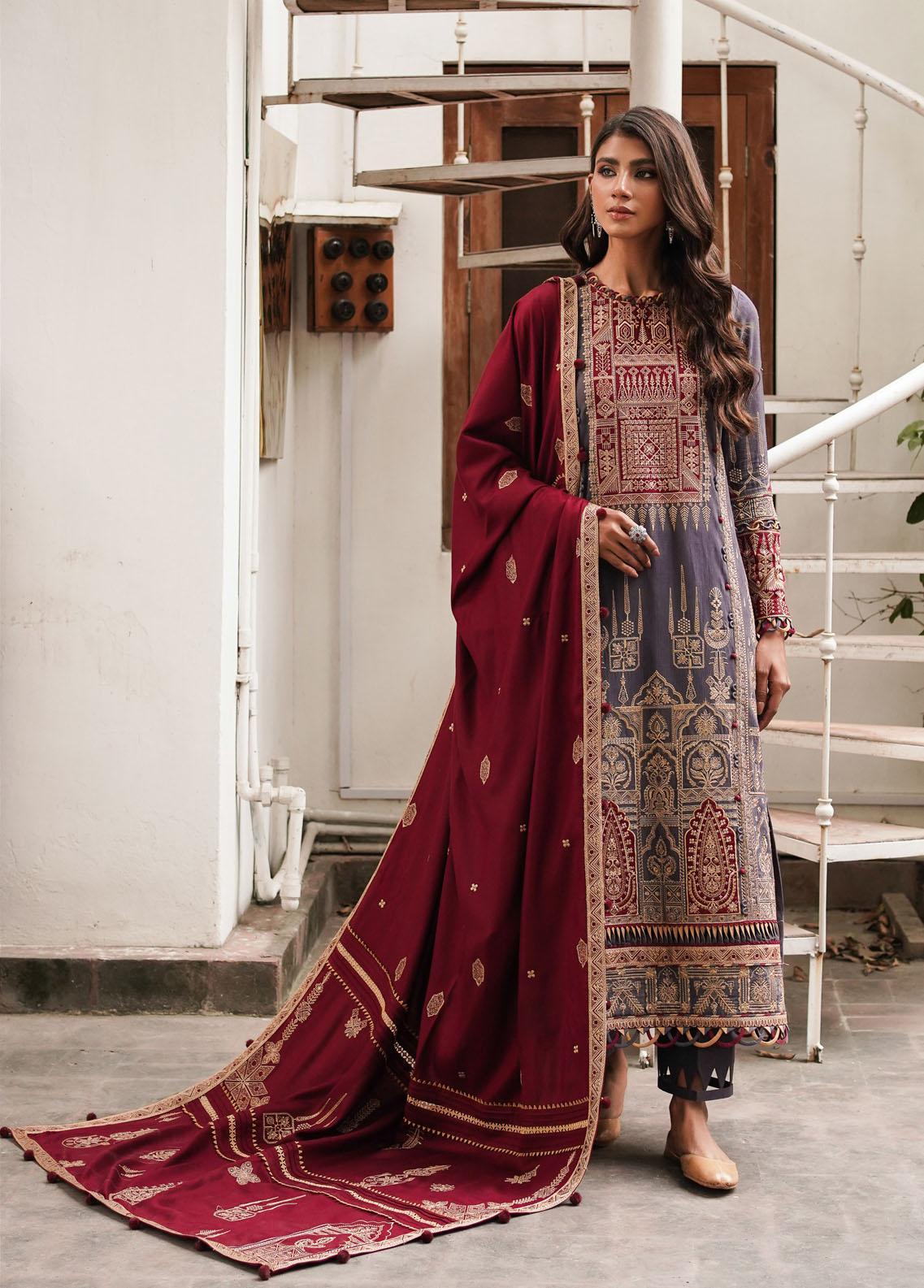 Shahtoosh By Jazmin Embroidered Khaddar Suits - JZ-18 - Tarz-e-Mashriq