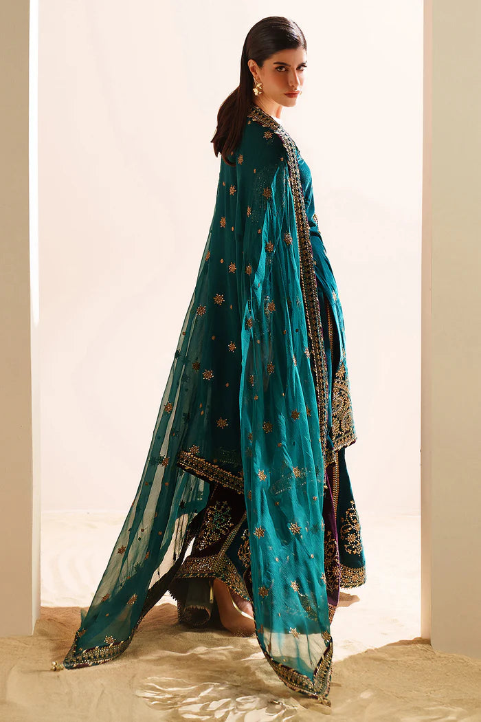 Jazmine Cyprus Green Velvet Suit Embroidery Dupatta Detail – JAZ-381 – Tarz-e-Mashriq