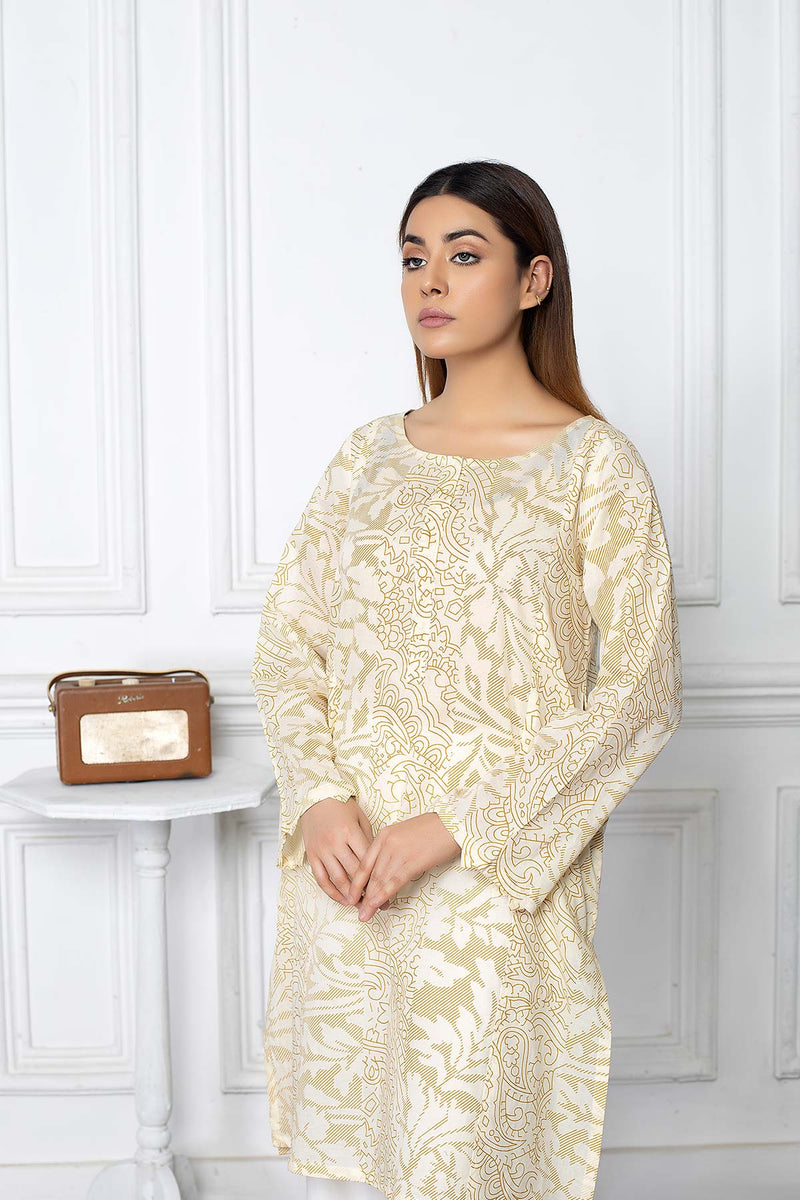 Elegant antique white paste-printed lawn shirt from Charizma, a top choice for Pakistani suits online in Canada.